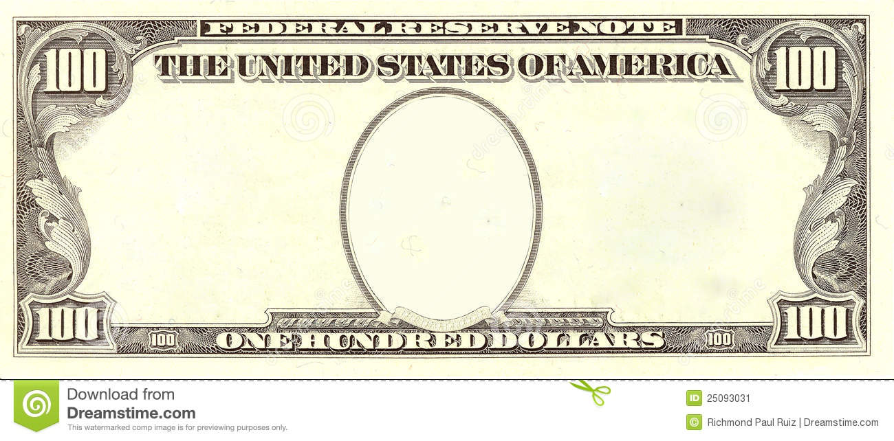 Blank Dollar Bill Clipart - 100 Dollar Bill Clip Art