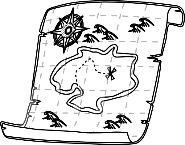 Blank Treasure Map Black And  - Map Clipart Black And White