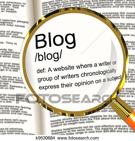 Drawing - Blog Definition Magnifier Showing Website Blogging Or Blogger.  Fotosearch - Search Clip Art