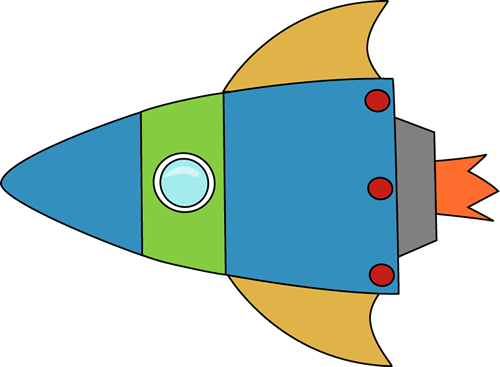 Blue and Green Space Rocket