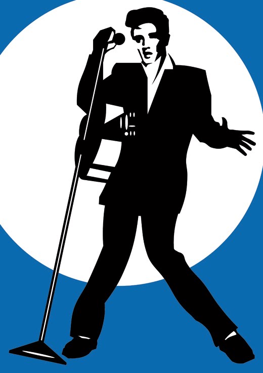 Blue Background Silhouette Elvis Clipart