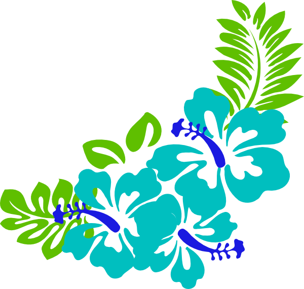 Blue Green Tropical Flowers C - Tropical Flower Clip Art