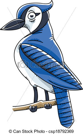 ... Blue Jay Bird - A cartoon Blue Jay bird perched on a twig.