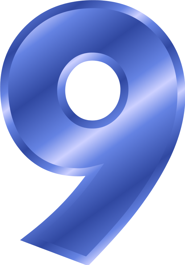 Blue Number 9 Clipart