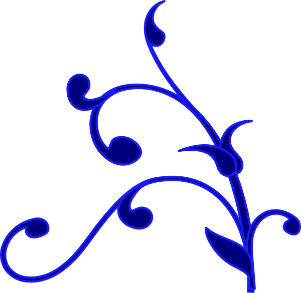 Blue outline flower vine clip - Flower Vine Clipart