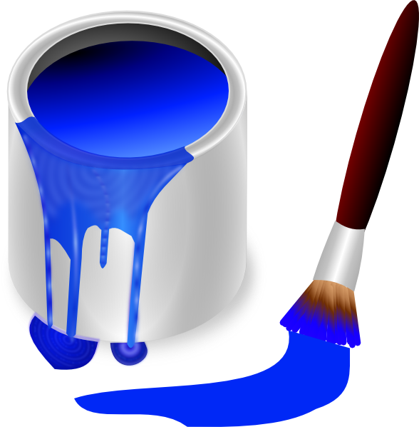 Blue Paint Brush And Can Clip - Paint Can Clip Art