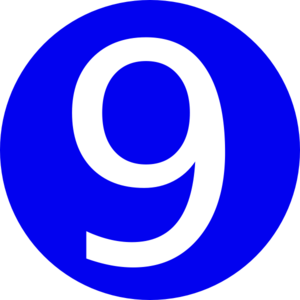 Blue, Rounded,with Number 9 Clip Art