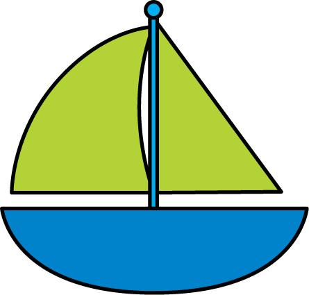 Blue Sailboat - Clip Art Sailboat