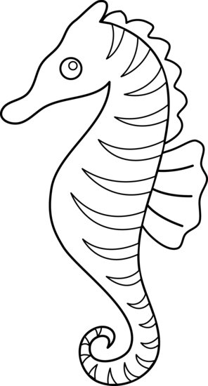 Seahorse black and white clip