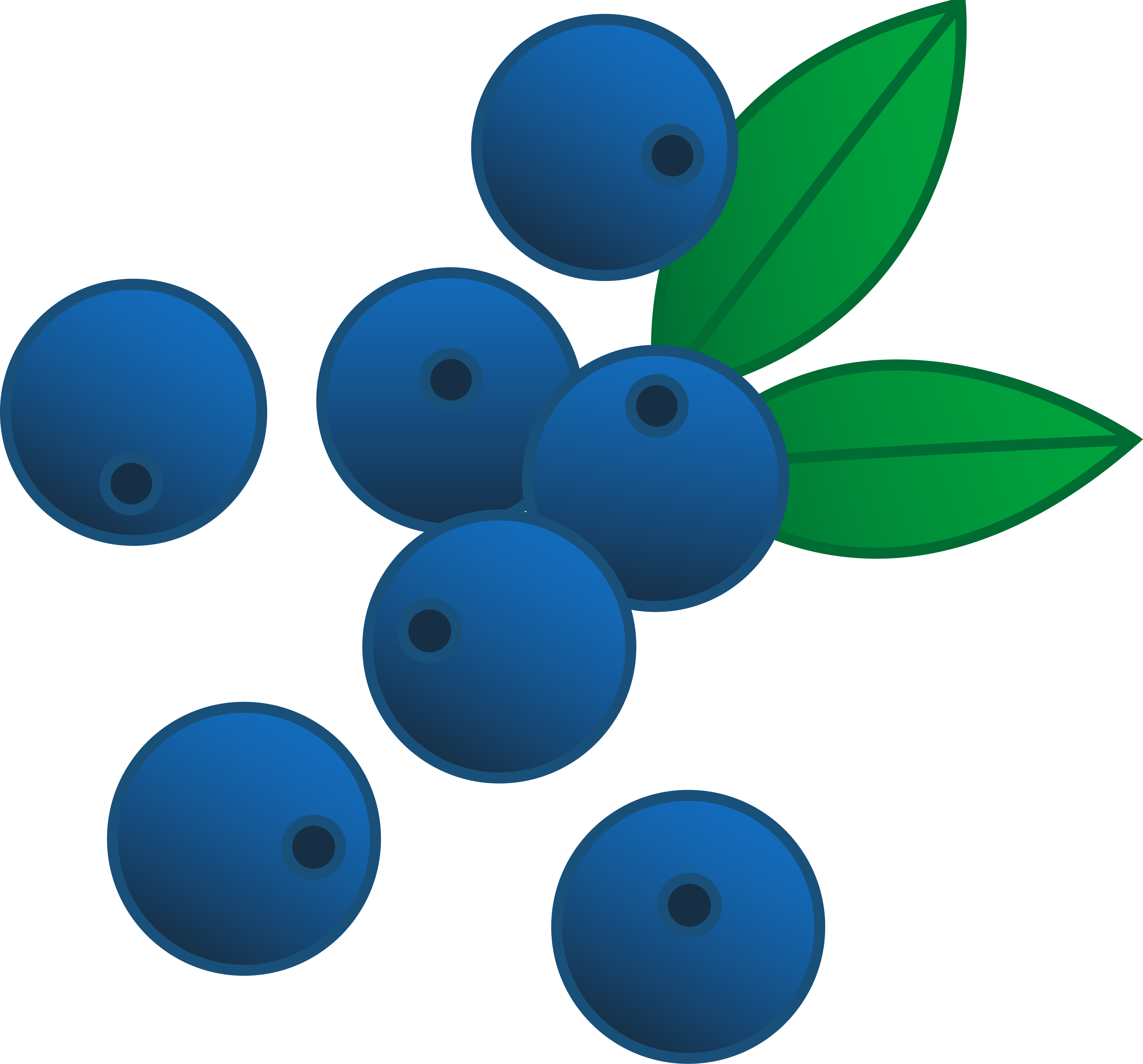 Cartoon blueberry with green 