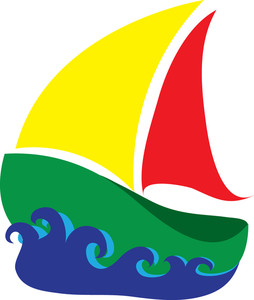 Free Sailboat Clip Art Image: Clipart Illustration of a Colourful Sailboat  in Waves