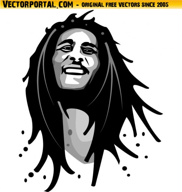 Bob Marley portrait reggae music Free Vector