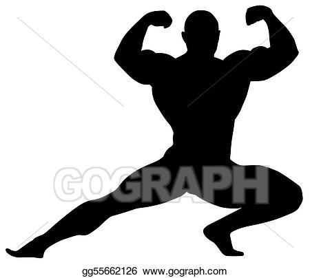silhouette of bodybuilder - Bodybuilding Clipart