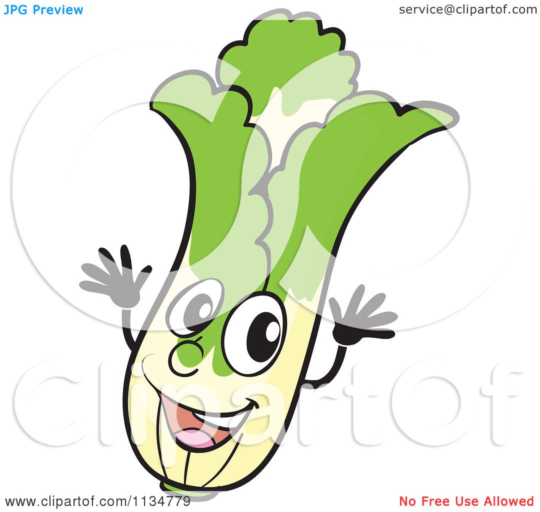Cartoon Of Happy Bok Choy Or Lettuce - Royalty Free Vector Clipart by  Graphics RF