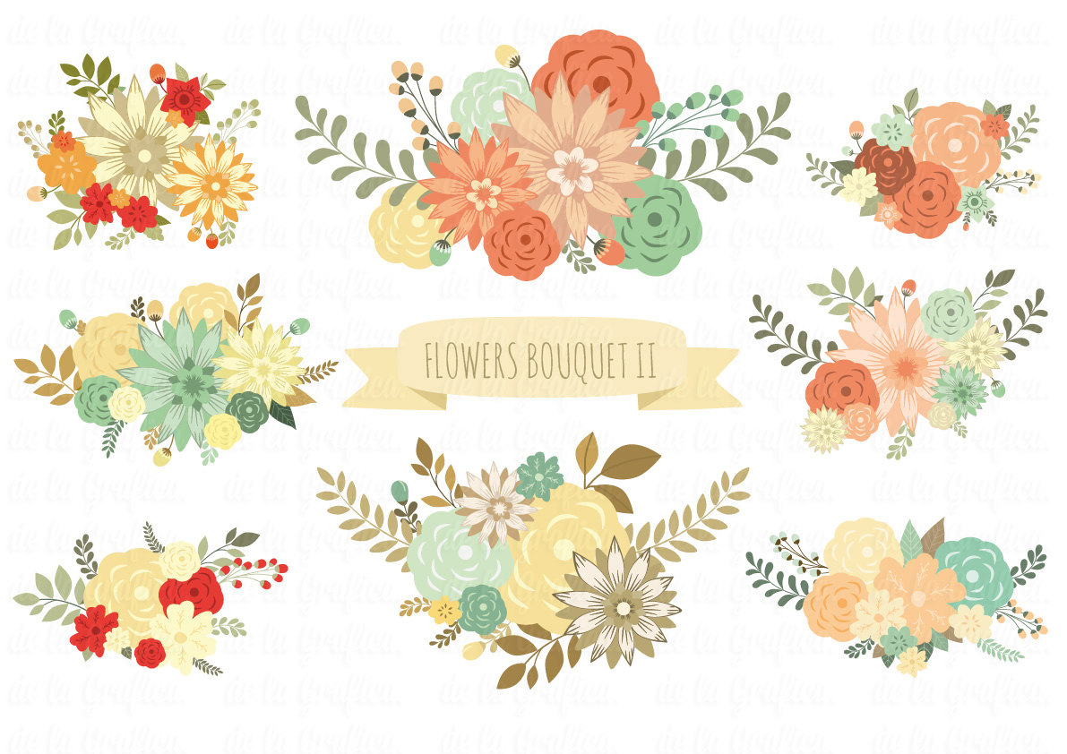 bouquet of spring flowers cli - Vintage Flower Clipart