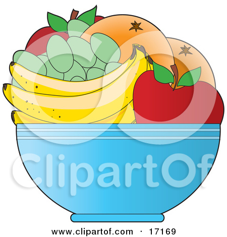 Bowl Of Fresh Fruit Including Red Apples Green Grapes Bananas And Oranges Or Grapefruit
