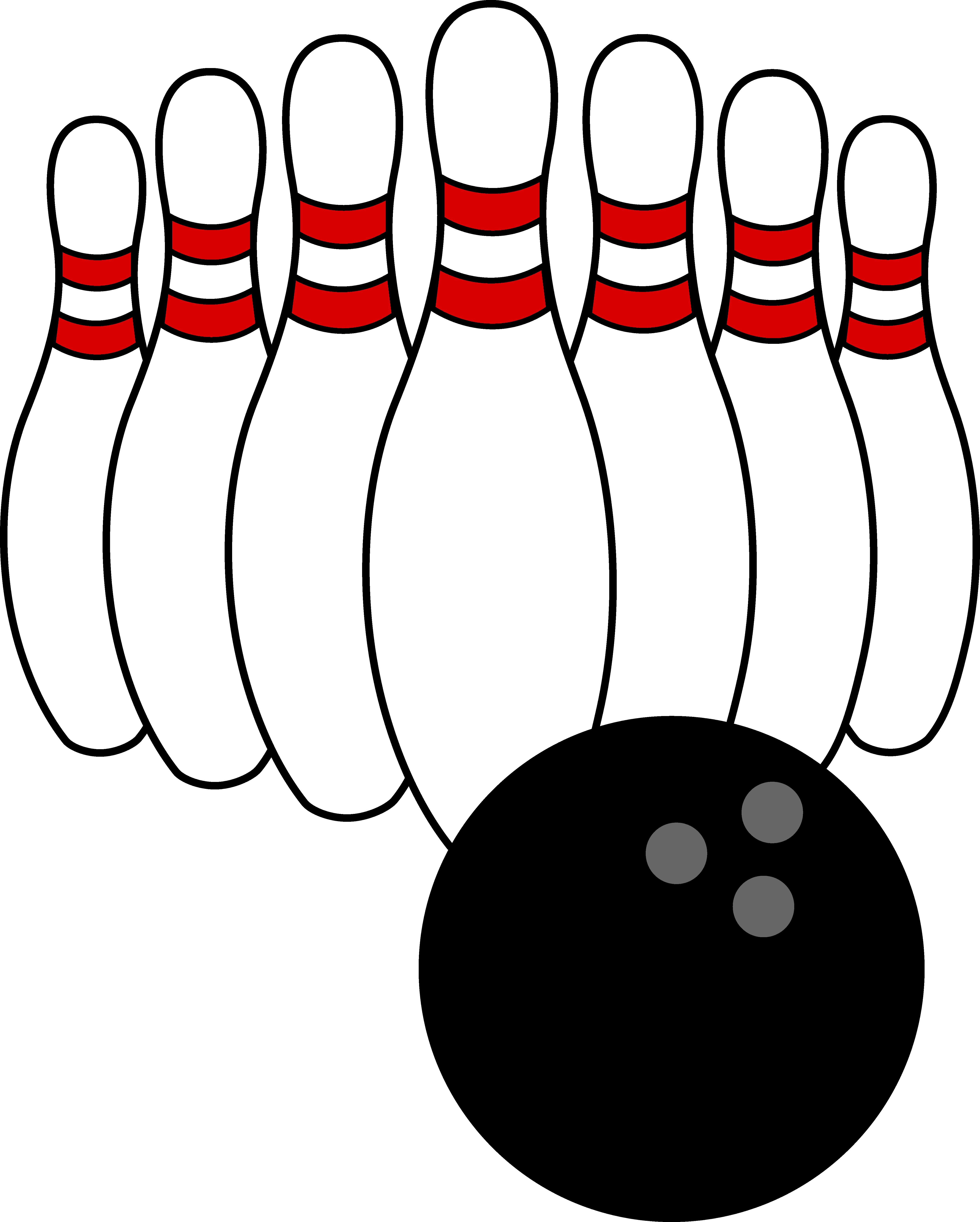 Bowling Ball and Pins - Free Clip Art
