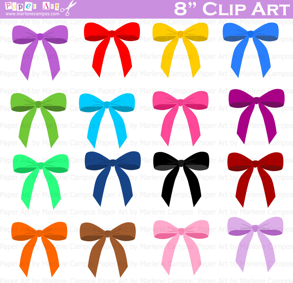 Bows Clip Art, Digital Clipart, Birthday Party Clip Art, Scrapbooking,  Party Supplies, Printable - INSTANT DOWNLOAD