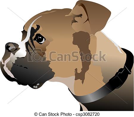 ... Boxer dog head. Vector il - Boxer Dog Clipart