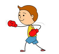 boxer with gloves up. Size: 55 Kb