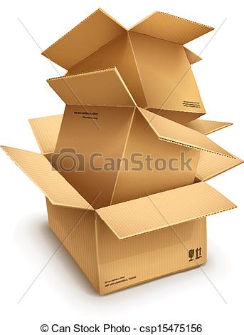 Empty Open Cardboard Boxes Vector