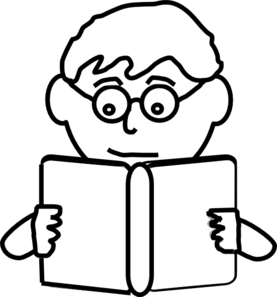 boy reading clipart black and white