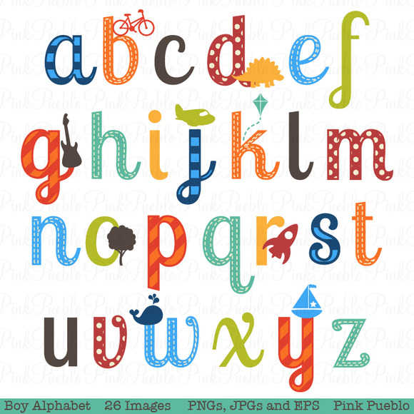 Boy Alphabet Clipart Vectors  - Clipart Letters