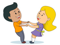 boy and girl hand in hand pla - Dancing Clip Art