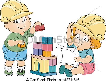 Boy and Girl Toddler Engineer - Toddler Clip Art