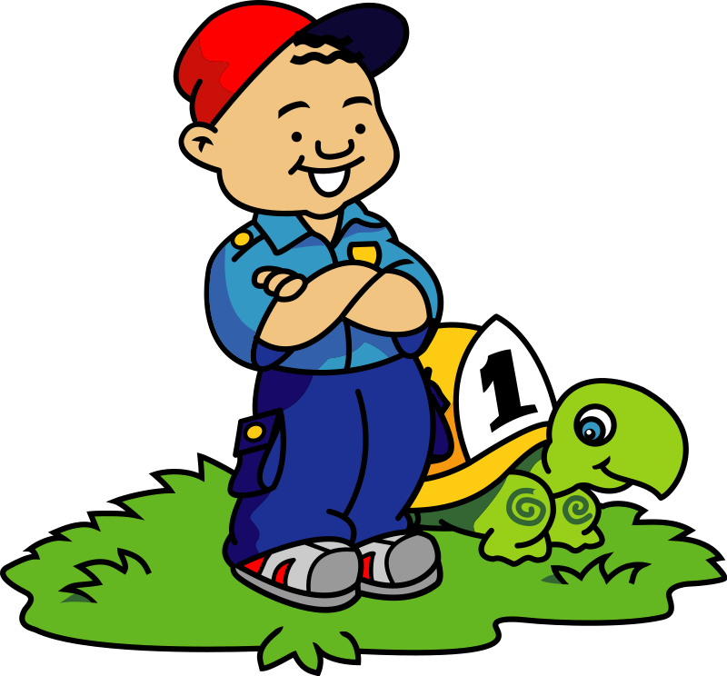 Boy and Turtle clip art from the openclipart