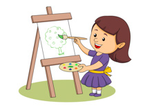 Girl Painting On Easel Clip A