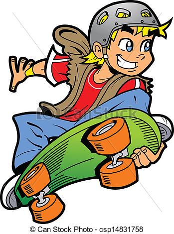 Boy Doing Skateboard Jump - Cool Smiling Young Man or Boy.