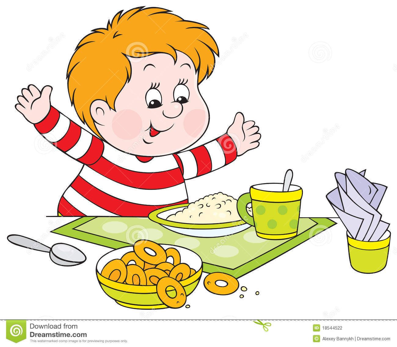 Boy Eating Breakfast Clip Art