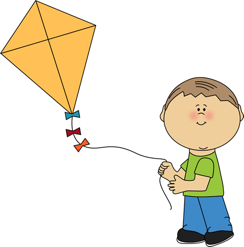 Boy Flying a Kite - Clip Art Kite