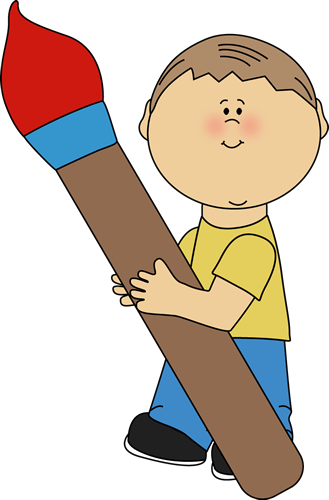Boy Holding a Giant Paint Brush