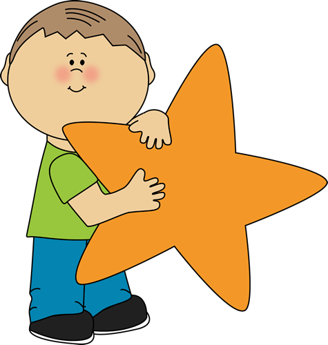 Boy Holding an Orange Star - Star Student Clipart
