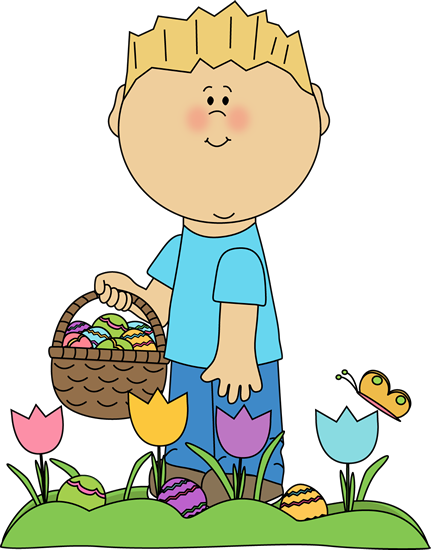 Boy Looking for Easter Eggs Clip Art - Boy Looking for Easter Eggs