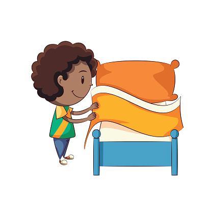 Boy Making Bed Clipart. 59bc9 - Make Bed Clipart