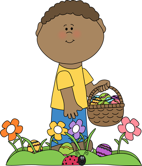 Boy on Easter Egg Hunt - Easter Egg Hunt Clip Art