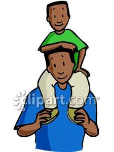 Boy On His Dad S Shoulders Royalty Free Clipart Picture