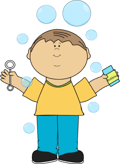 Boy Playing with Bubbles - Clip Art Bubbles