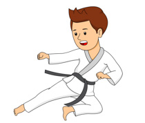 Boy Practicing Karate Kick Si - Martial Arts Clip Art