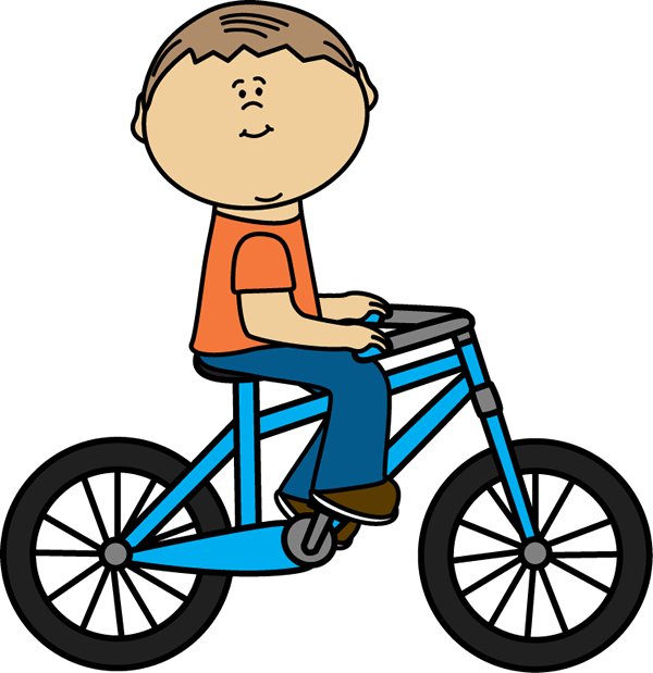 Boy Riding a Bicycle - Clipart Bicycle