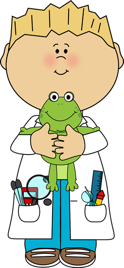 Boy Scientist Holding a Frog - Clipart Scientist