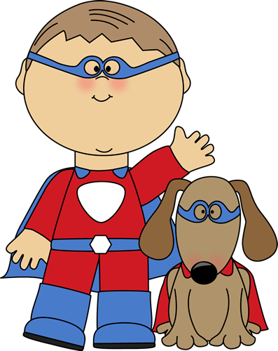 Boy Superhero and Dog
