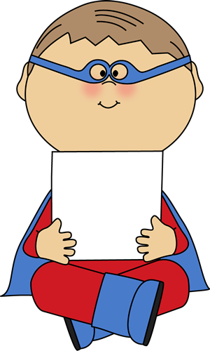 Boy Superhero Holding a Blank - Kid Superhero Clipart