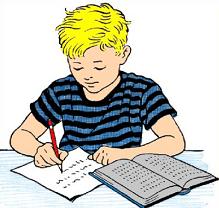 boy taking school test - Exam Clipart