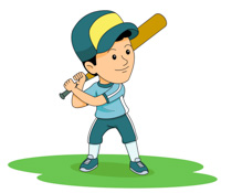 Boy Wearing Uniform Playing B - Baseball Clipart