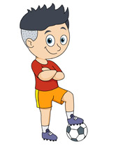 boy with football soccer ball - Clipart Soccer Player