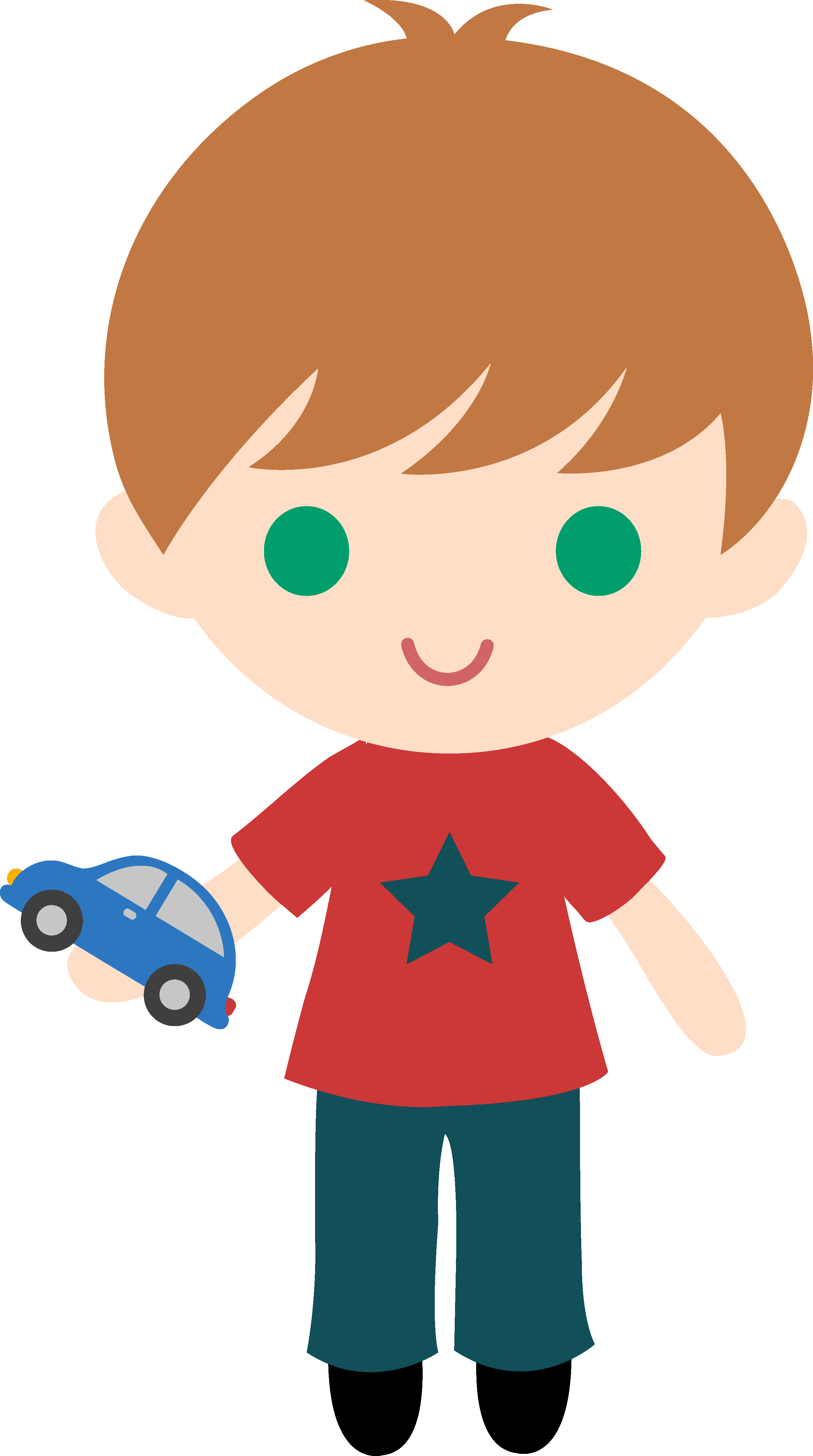 Boy With Toy Car Clip Art - Little Boy Clip Art